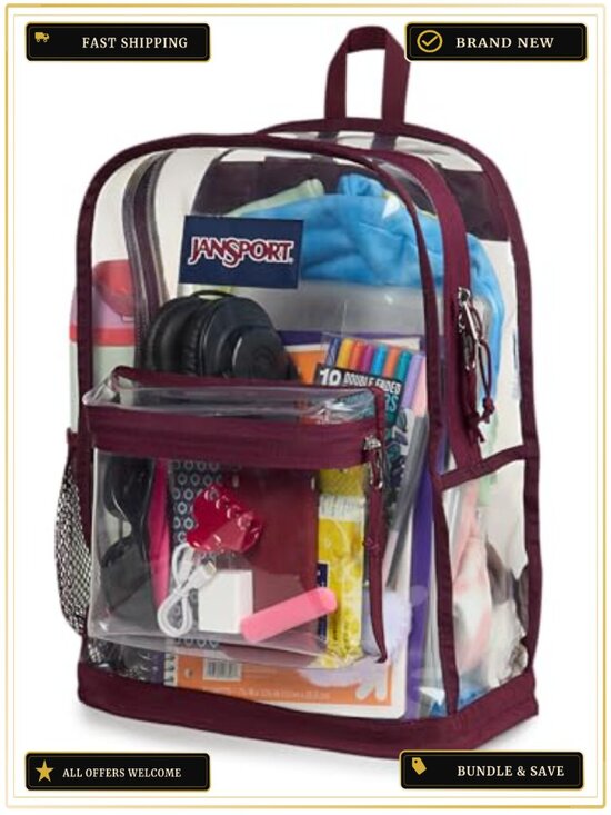 Clear Transparent Backpack 25.5L TPU Stadium Approved Mesh Bottom main image 6